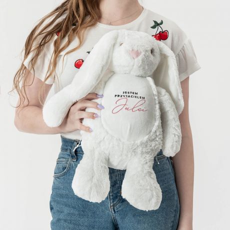 Królik przytulanka z imieniem 45 cm PRZYJACIEL prezent dla dziewczynki